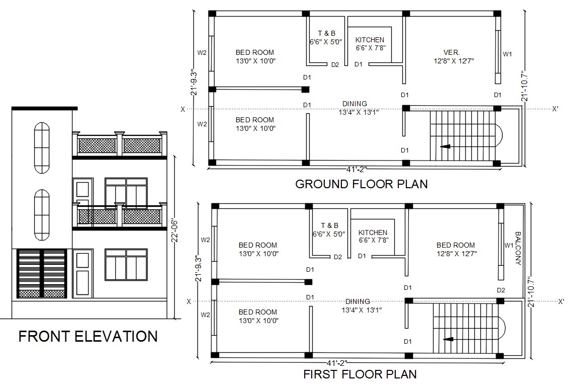 2StoreyHousePlanWithFrontElevationdesignAutoCADFileFriApr2020073107